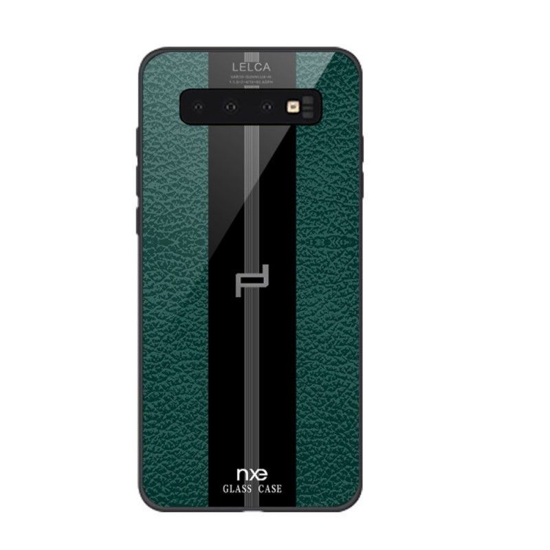 Kuori Samsung Galaxy S10e Punainen Valkoinen Nxe Lelca -Nahkatehoste Suojakuori