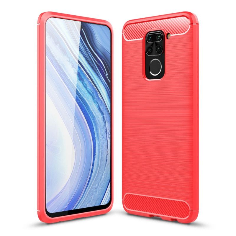 Kuori Xiaomi Redmi Note 9 Punainen Musta Harjattu Hiilikuitu Suojakuori