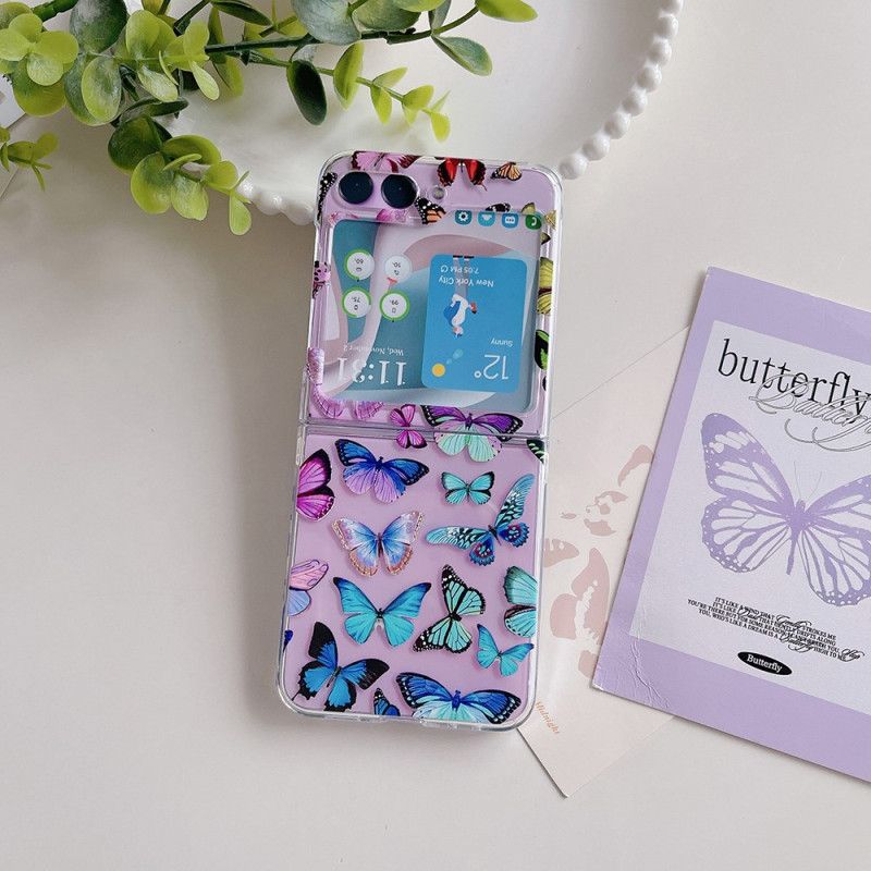 Kuori Samsung Galaxy Z Flip 5 Läpinäkyvät Värikkäät Perhoset Suojakuori