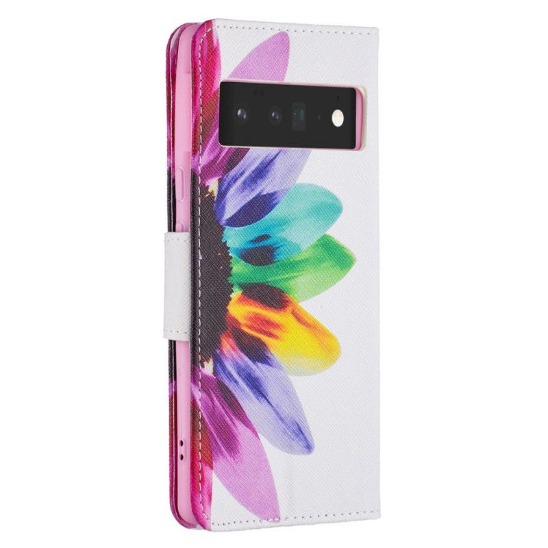 Nahkakuori Flip Kotelot Google Pixel 6 Pro Puhelinkuoret Kukka-akvarelli