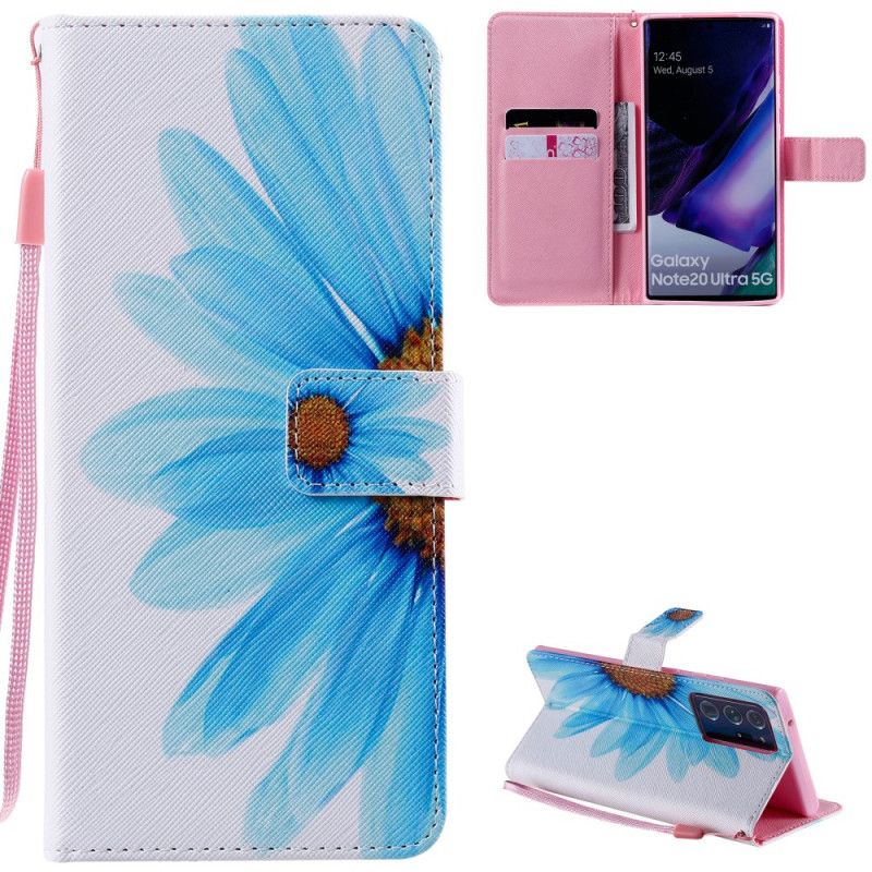 Flip Case Samsung Galaxy Note 20 Ultra Sininen Vesiväri Kukka