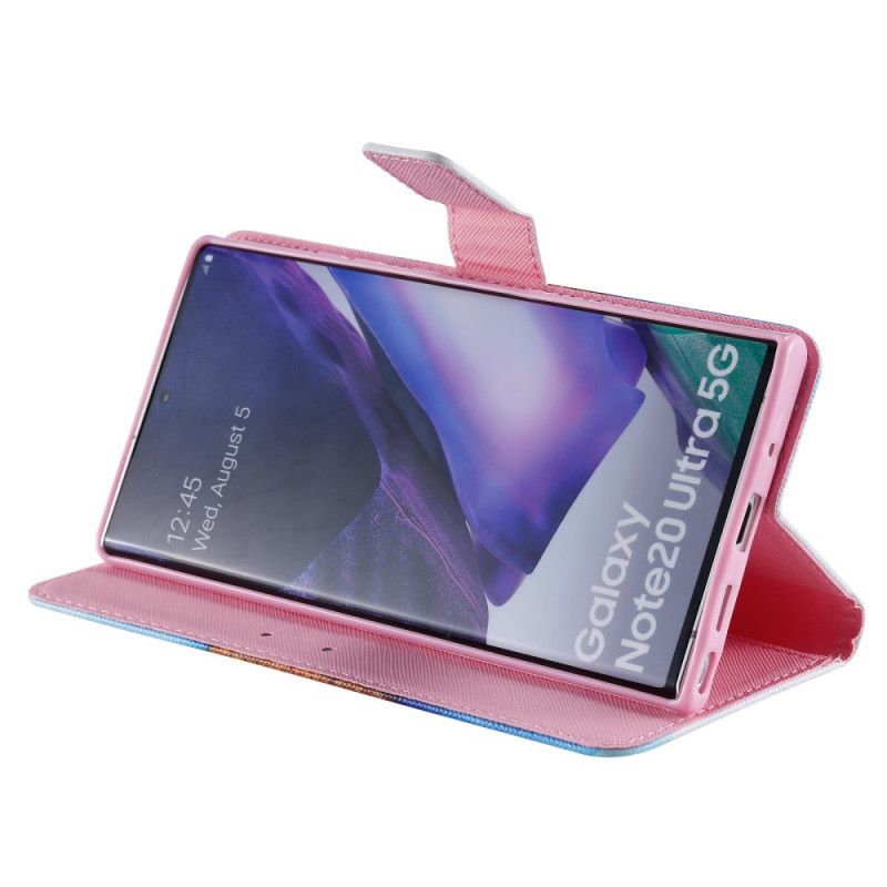 Flip Case Samsung Galaxy Note 20 Ultra Sininen Vesiväri Kukka