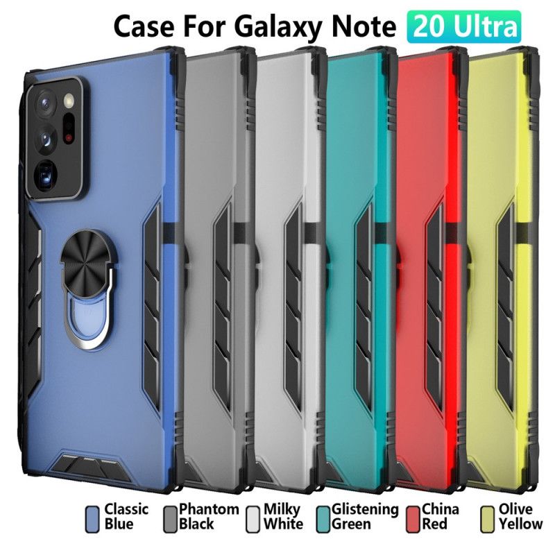Kuori Samsung Galaxy Note 20 Ultra Valkoinen Musta Pehmeä Rengaspidike
