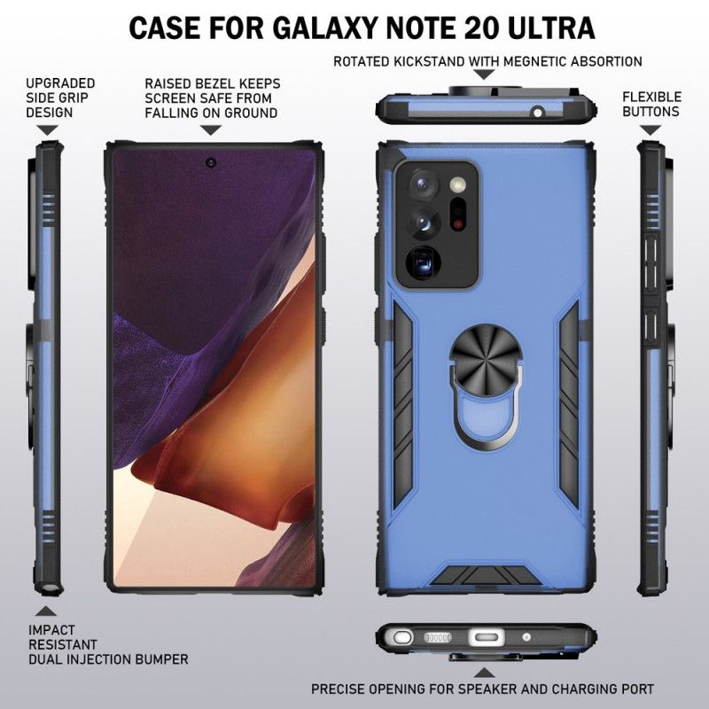 Kuori Samsung Galaxy Note 20 Ultra Valkoinen Musta Pehmeä Rengaspidike