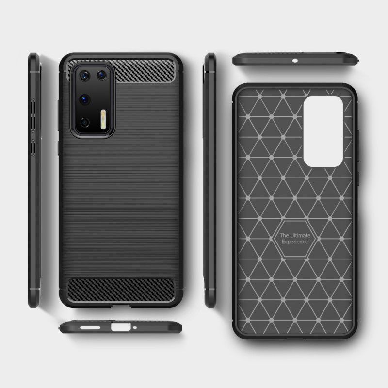 Kuori Huawei P40 Punainen Musta Harjattu Hiilikuitu