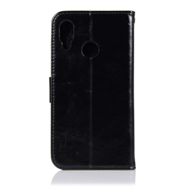 Nahkakotelo Huawei P20 Lite Harmaa Musta Puhelinkuoret Vintage Nahkaefekti Hihnalla