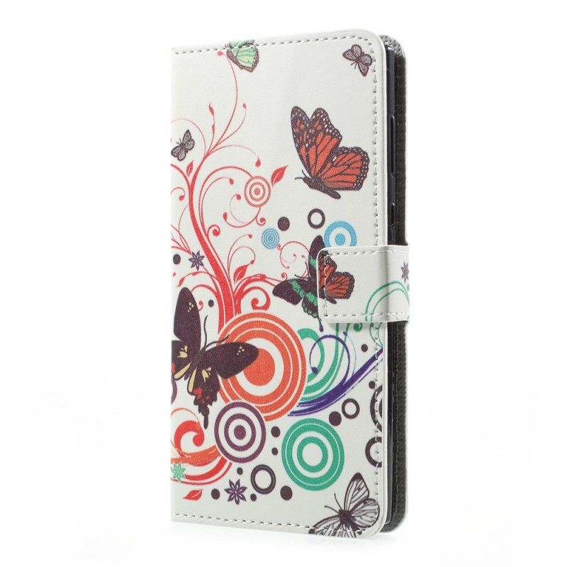 Kotelot Sony Xperia L1 Violetti Vaaleansininen Perhosia Ja Kukkia