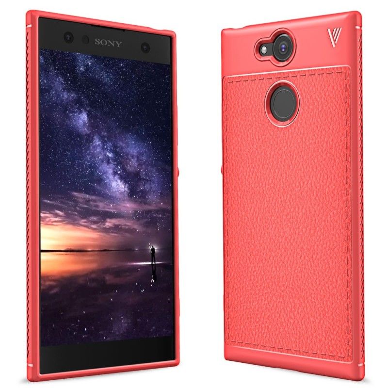 Kuori Sony Xperia XA2 Punainen Kaksilinjainen Litsi Nahkaa