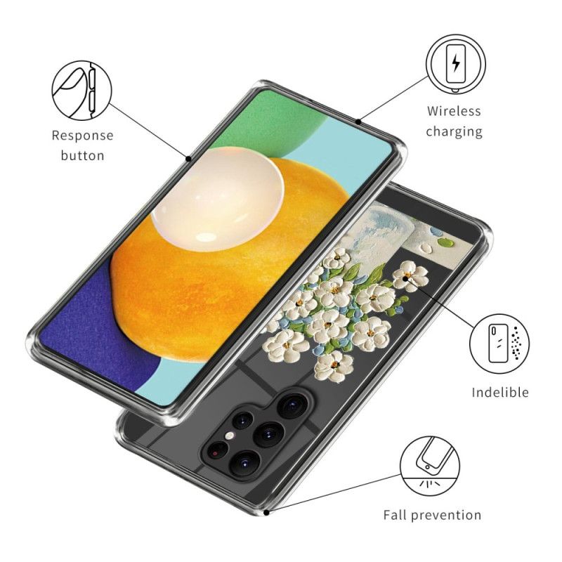 Case Samsung Galaxy S24 Ultra 5g Puhelinkuoret Valkoisten Kukkien Maalaus