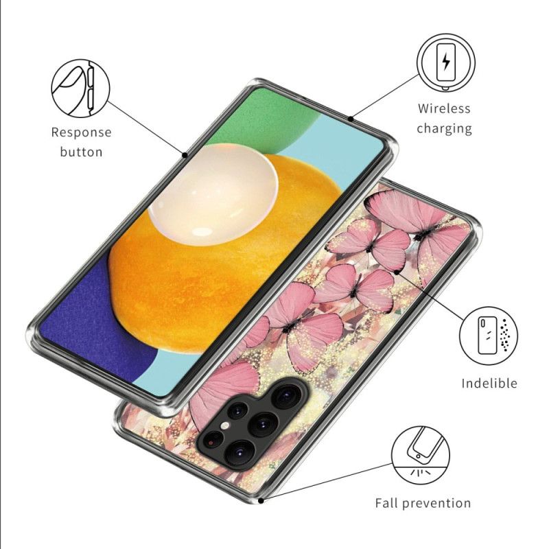Kuori Samsung Galaxy S24 Ultra 5g Vaaleanpunaiset Perhoset