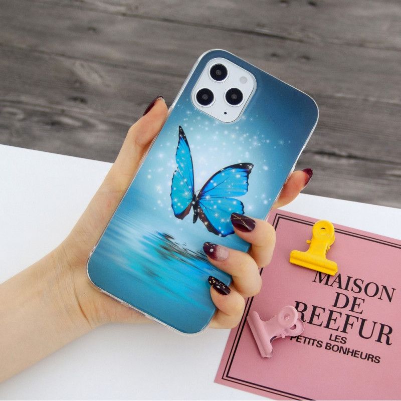 Kuori iPhone 12 Pro Max Fluoresoiva Sininen Perhonen Suojakuori