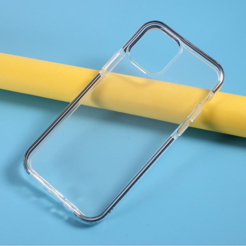 Kuori iPhone 12 Pro Max Punainen Musta Läpinäkyvät Värilliset Reunat