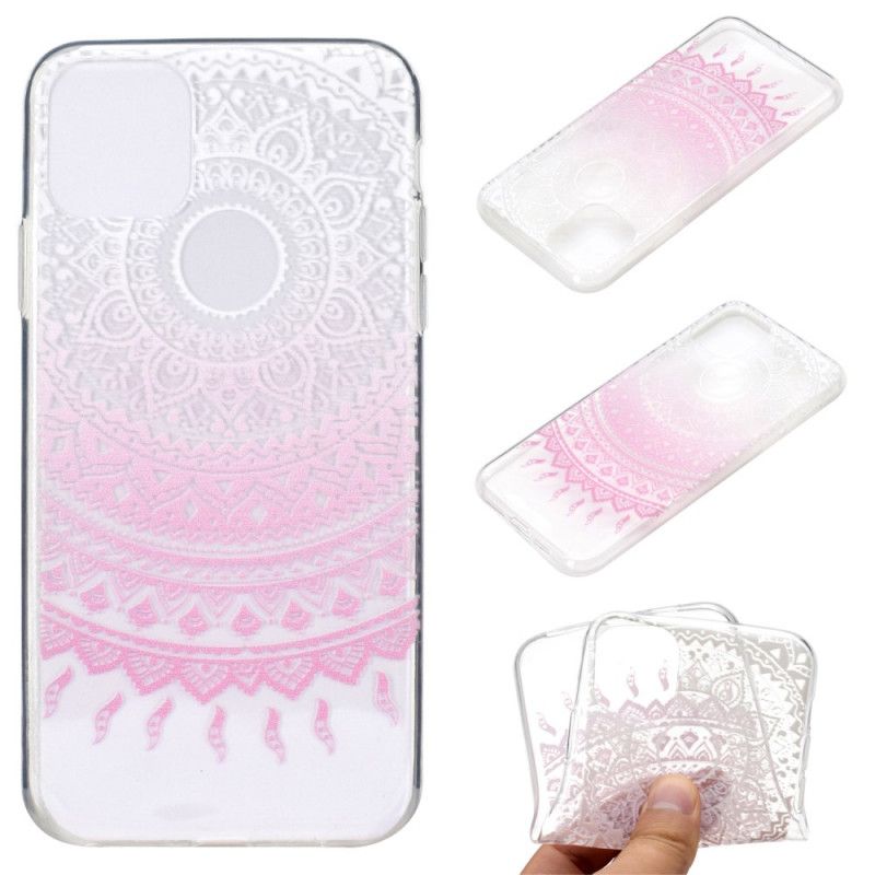 Kuori iPhone 12 Pro Max Vaaleansininen Vaaleanpunainen Läpinäkyvä Värikäs Mandala