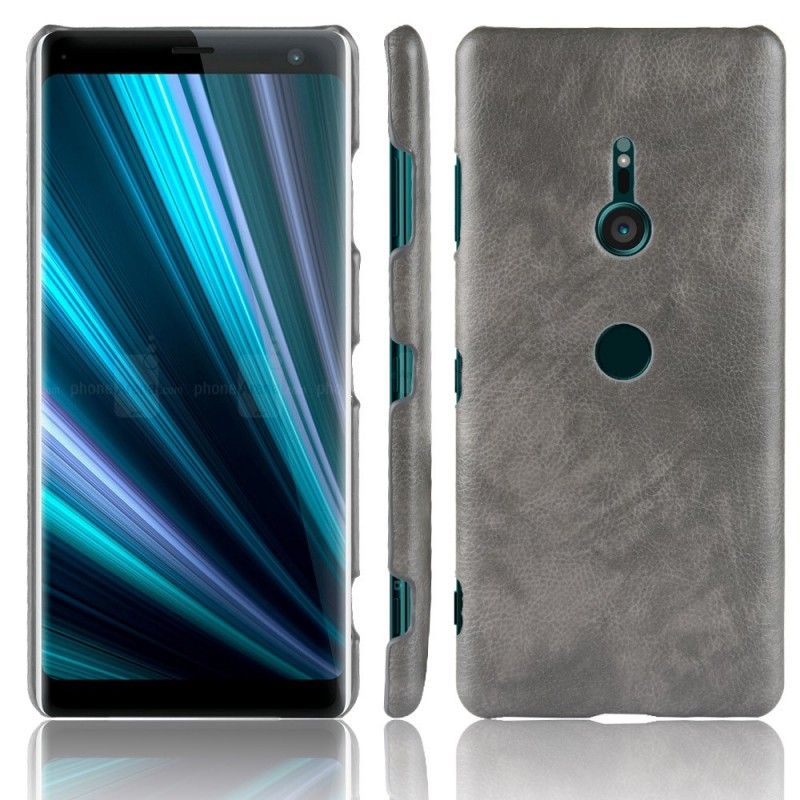 Kuori Sony Xperia XZ3 Harmaa Musta Suorituskykyinen Litsi Nahkainen Vaikutus