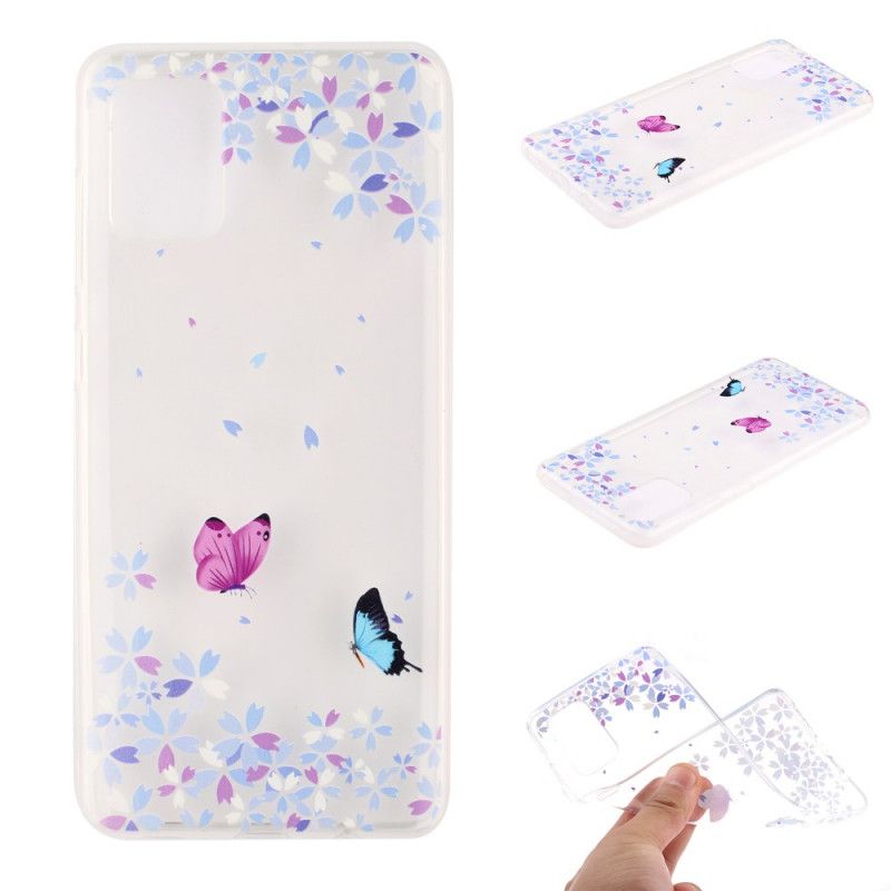Kuori Huawei Y5p Läpinäkyvät Perhoset Ja Kukat