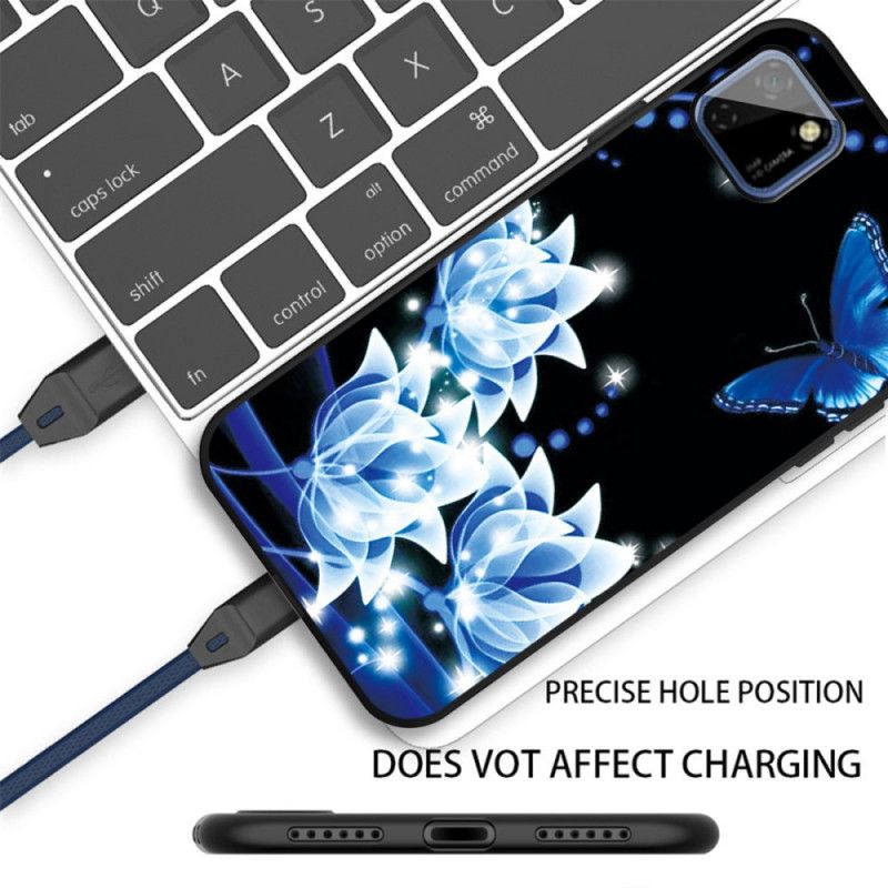 Kuori Huawei Y5p Perhonen Ja Siniset Kukat Suojakuori