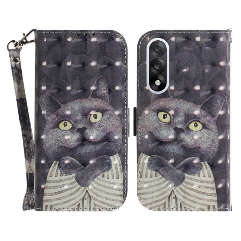 Kuoret Oneplus Nord 5 Harmaa Hihnoilla Koristeltu Kissa