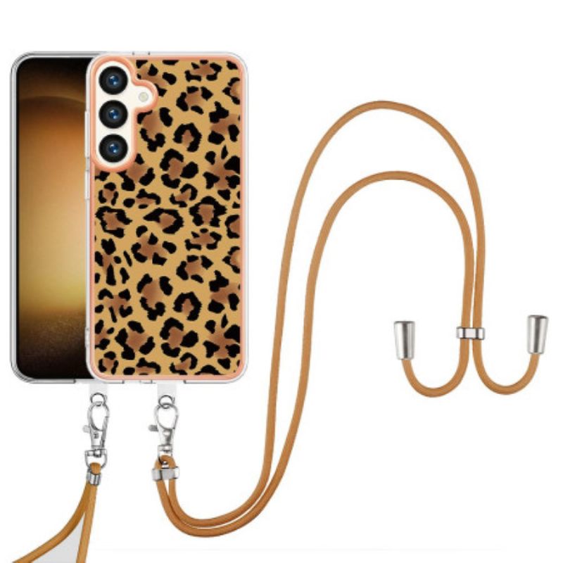 Puhelinkuoret Samsung Galaxy S24 Plus 5g Kiristysnyöri Leopardikuvioinen