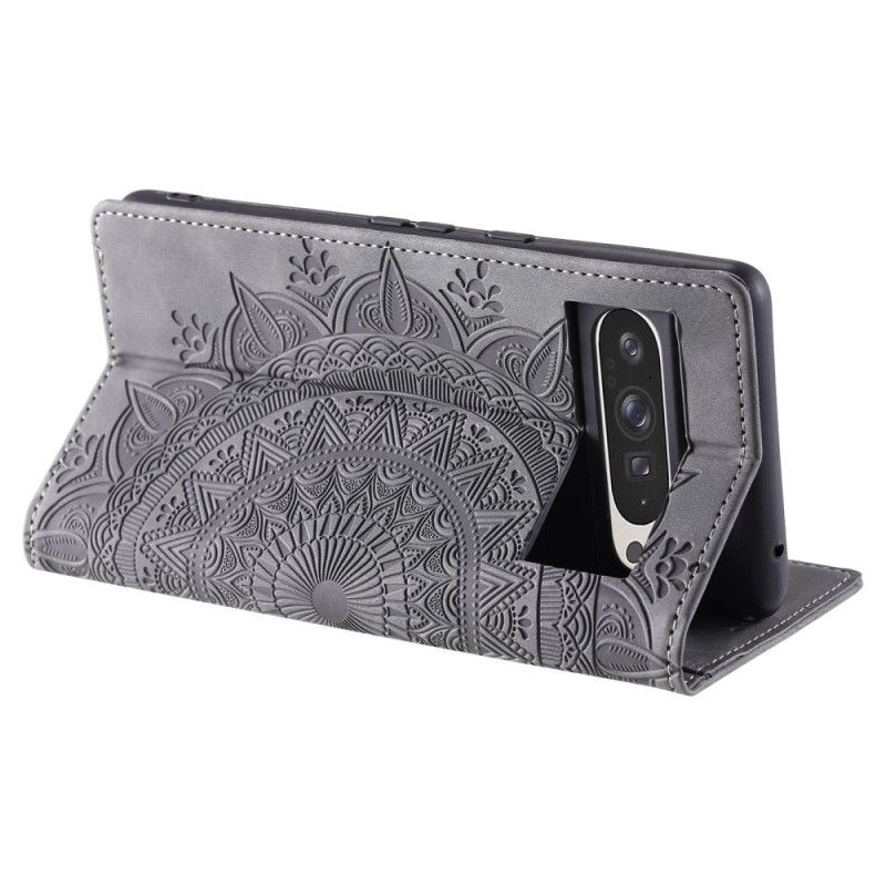 Nahkakotelo Google Pixel 10 Pro Xl Mandala-mokkanahkaefekti