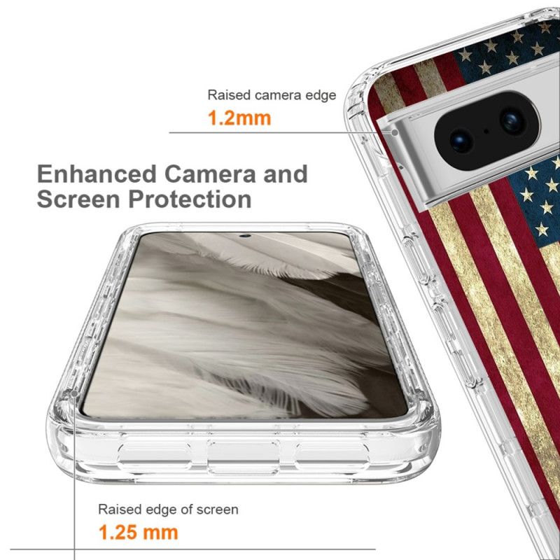 Kuori Google Pixel 8 Vahvistettu Amerikan Lippu Suojakuori