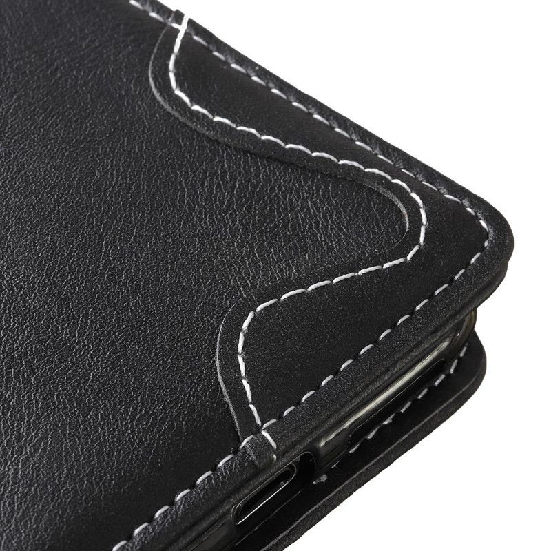 Kotelot Sony Xperia L4 Punainen Musta Taiteellinen Painike Ja Ompeleminen Suojakuori