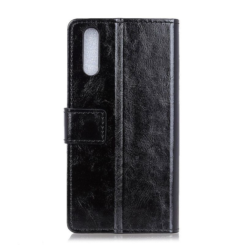 Kotelot Sony Xperia L4 Violetti Musta Yksinkertainen Kiiltävä Nahkaefekti Suojakuori