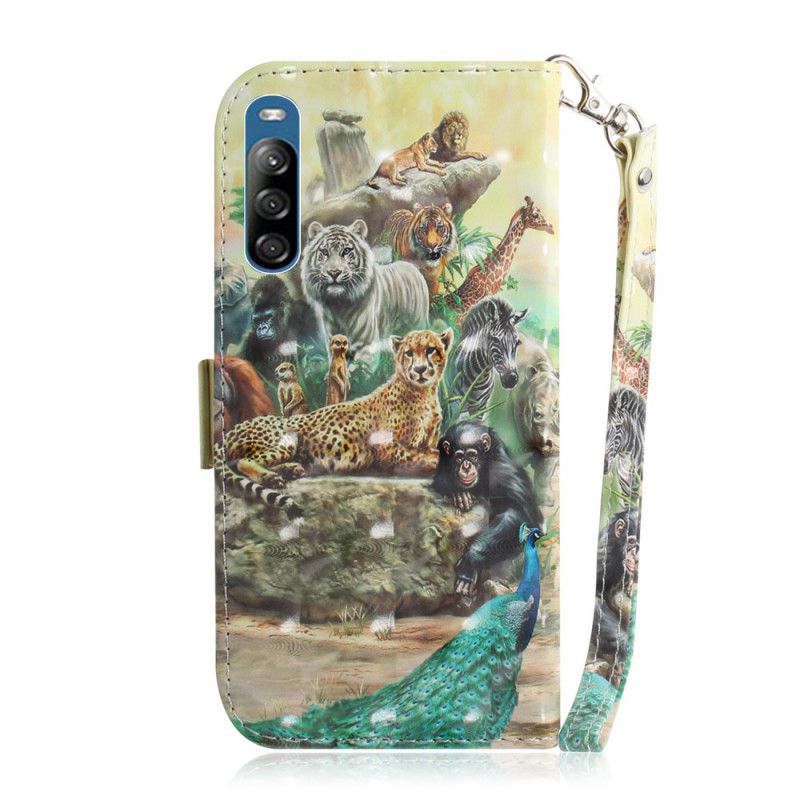 Nahkakotelo Sony Xperia L4 Puhelinkuoret Remmi-Safari-Eläimet