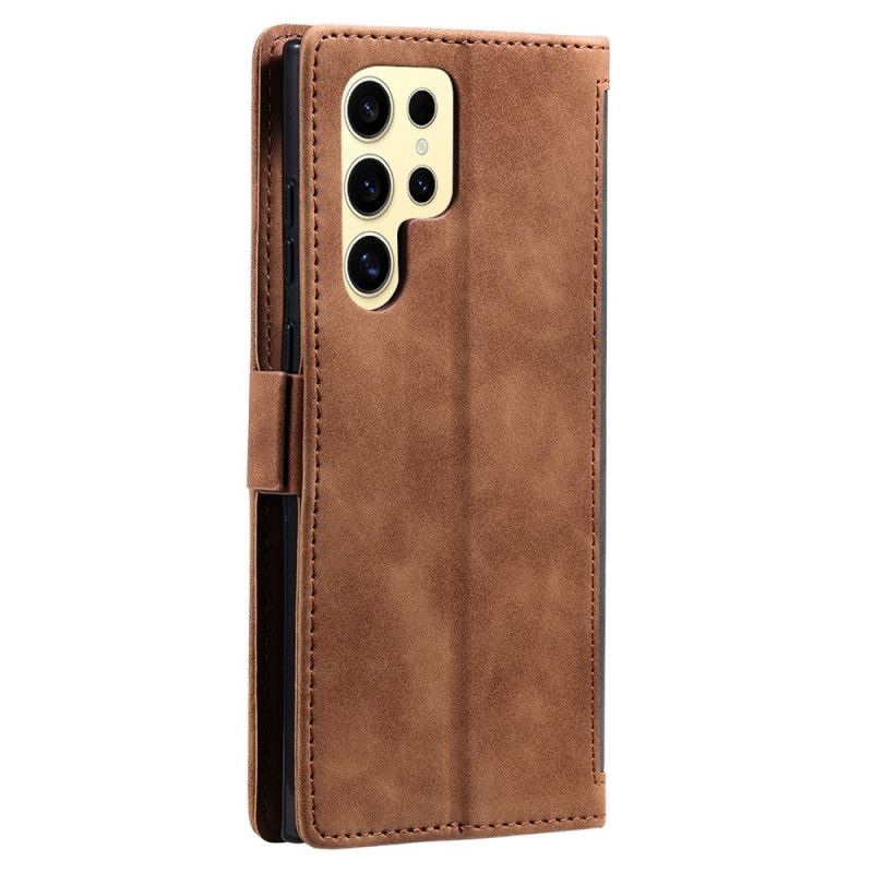 Kotelot Samsung Galaxy S25 Ultra 5g Kaksivärinen Mokkanahkamainen Rfid-estolompakko