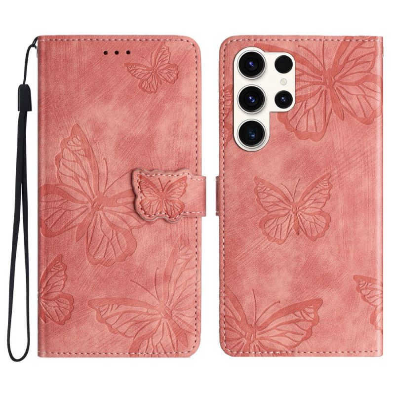 Kotelot Samsung Galaxy S25 Ultra 5g Mokkanahkakuvioiset Perhoset Suojakuori