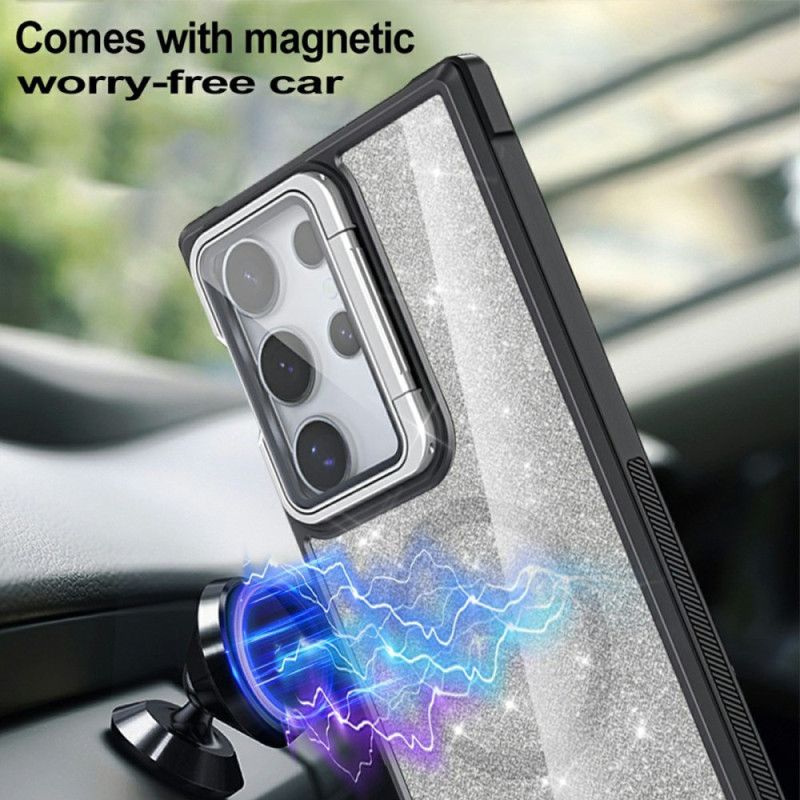 Kuori Samsung Galaxy S25 Ultra 5g Kimallus Sisäänrakennetulla Jalustalla Suojakuori