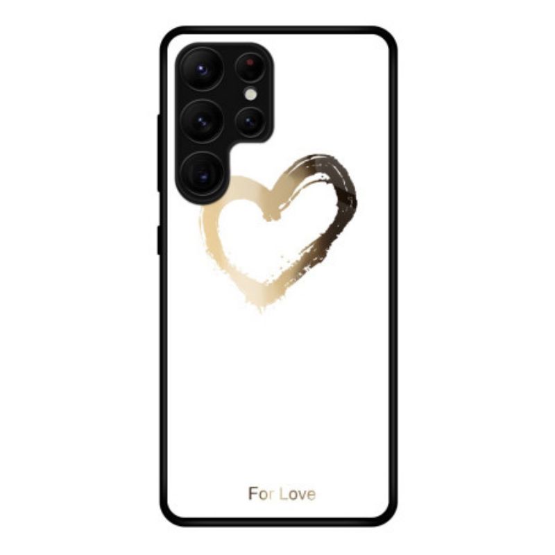 Kuori Samsung Galaxy S25 Ultra 5g Kultainen Sydän Valkoisella Taustalla