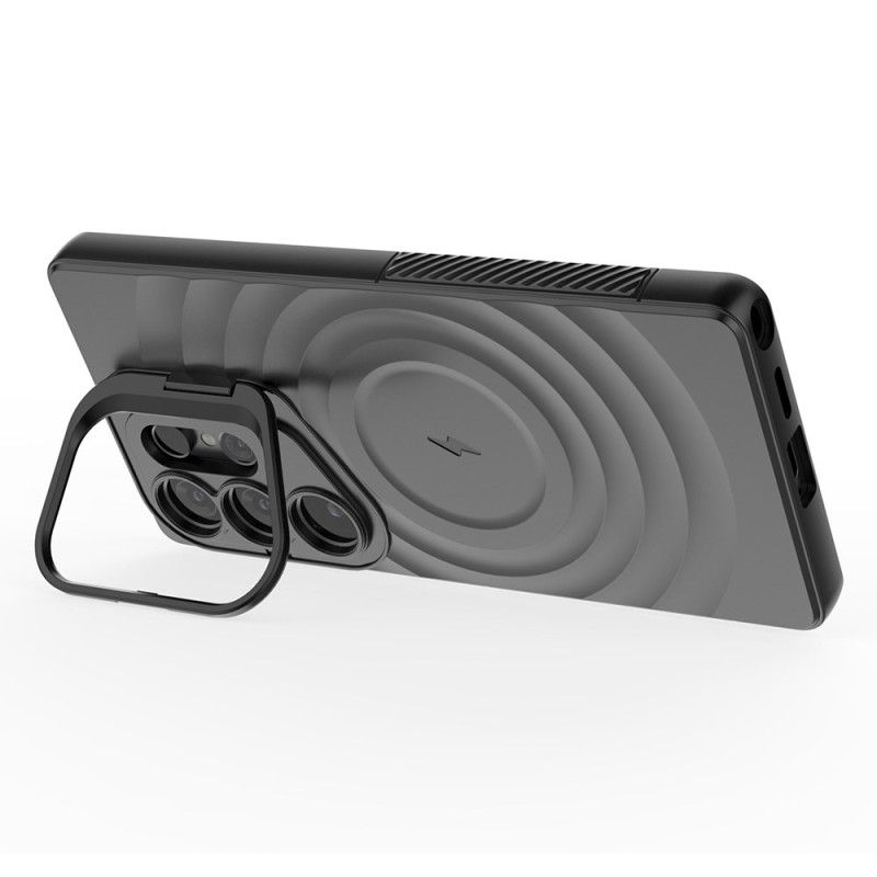 Kuori Samsung Galaxy S25 Ultra 5g Magsafe-yhteensopiva Aaltoileva Muotoilu Jalustalla Suojakuori