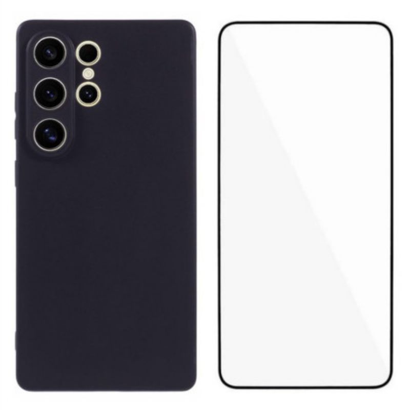 Kuori Samsung Galaxy S25 Ultra 5g Matta Silikoni Karkaistulla Lasilla