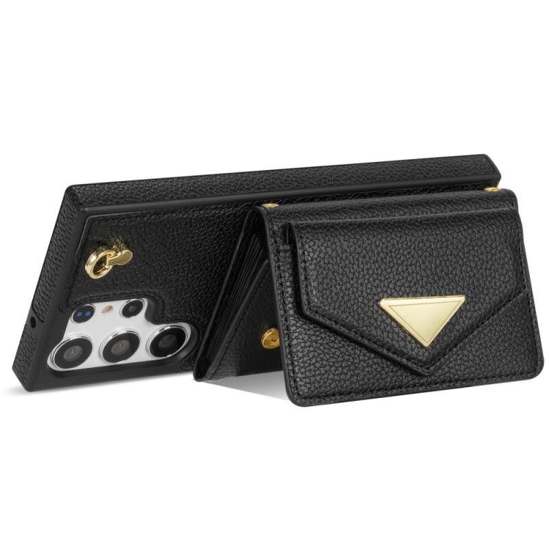 Puhelinkuoret Samsung Galaxy S25 Ultra 5g Nahkaefekti Korttikotelolla Ja Hihnalla