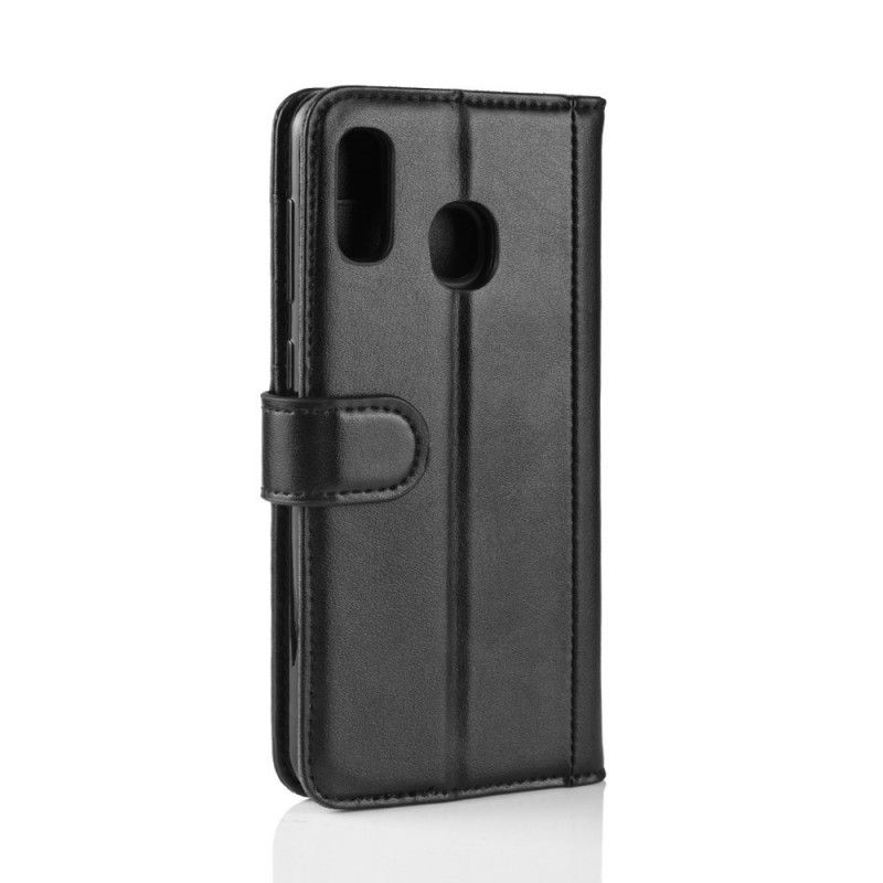 Nahkakotelo Samsung Galaxy A40 Ruskea Musta Puhelinkuoret Halkaistu Nahka