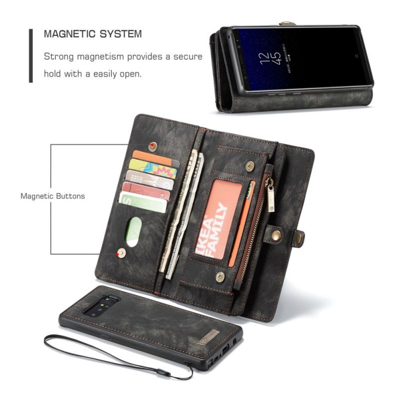 Kotelot Samsung Galaxy Note 8 Punainen Musta Vintage Nahkalaukku