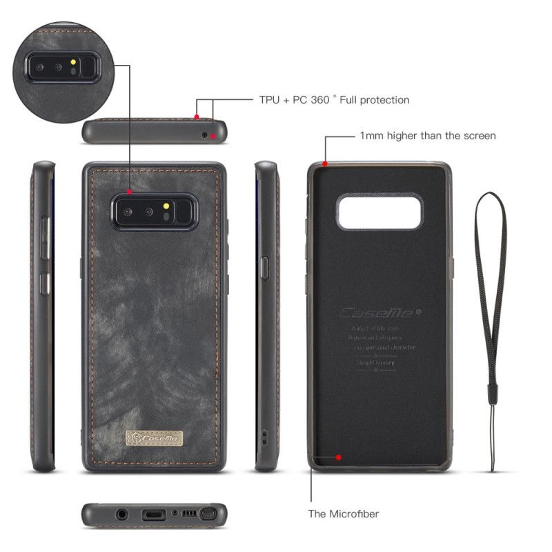Kotelot Samsung Galaxy Note 8 Punainen Musta Vintage Nahkalaukku