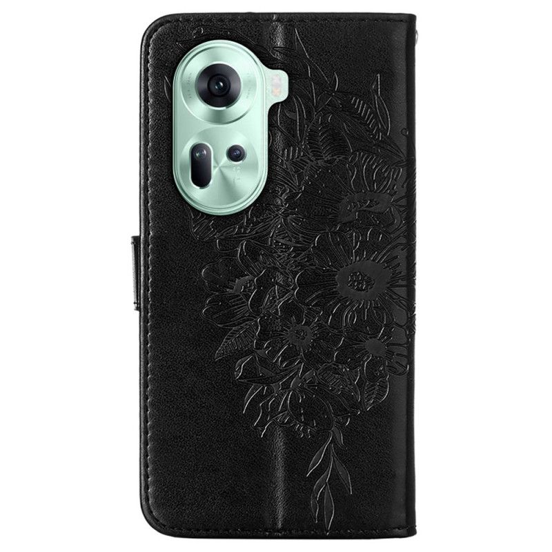Kotelot Oppo Reno 11 5g Kukkaperhonen Hihnalla