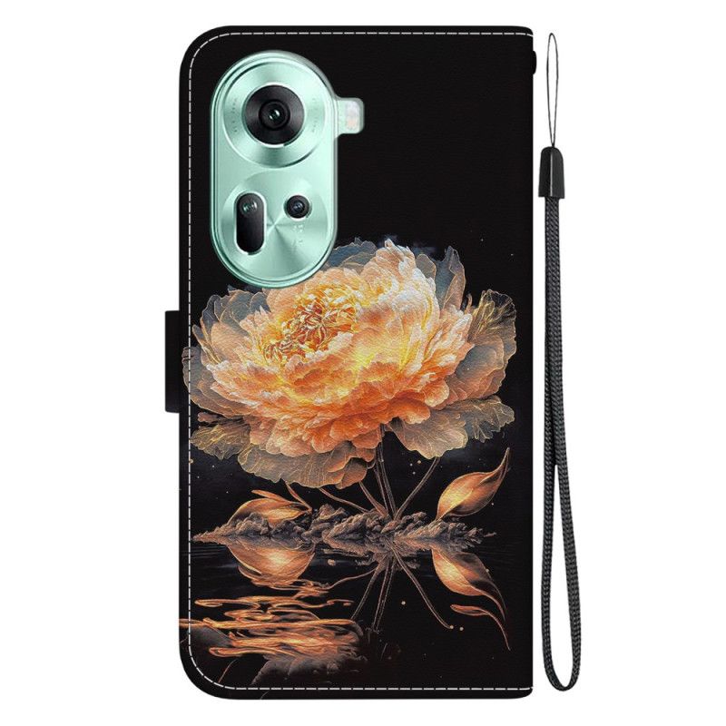 Kotelot Oppo Reno 11 5g Kultainen Pioni Hihnalla
