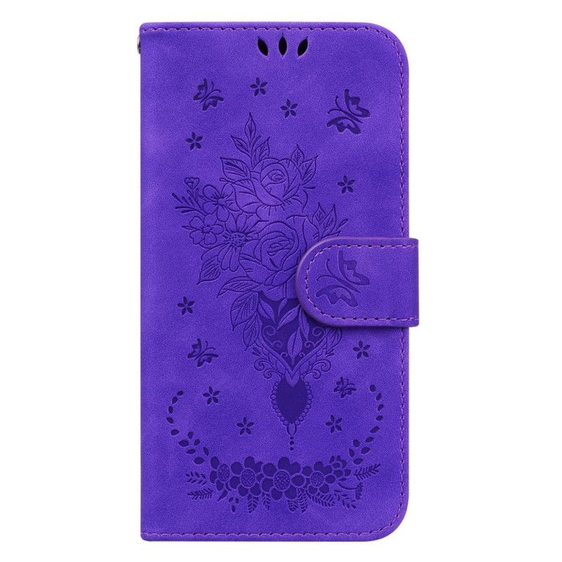 Kotelot Oppo Reno 11 5g Suede Effect -kukkakuvio Hihnalla Suojakuori