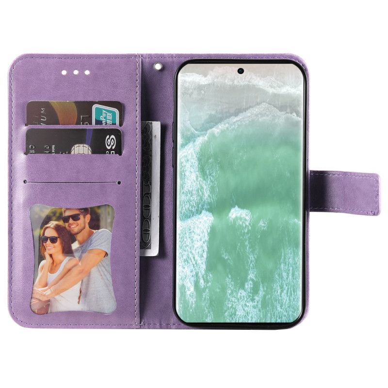 Nahkakotelo Oppo Reno 11 5g Kukkakuvio Hihnalla