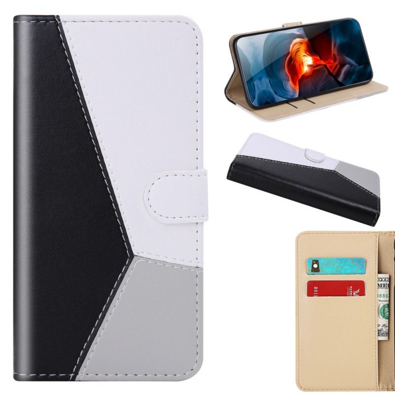 Kotelot Xiaomi Redmi Note 8 Pro Vaaleansininen Valkoinen Kolmivärinen Nahkaefekti