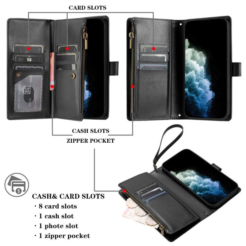 Kotelot Xiaomi 17 Pro Lompakko Vetoketjulla Ja Hihnalla