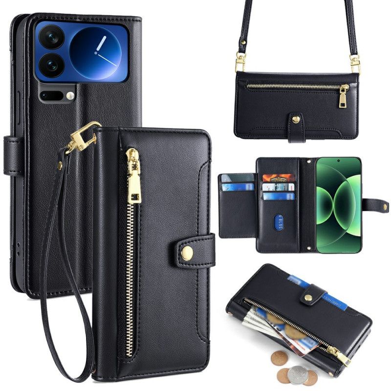 Kotelot Xiaomi 17 Pro Vetoketjullinen Tasku Ja Hihnat