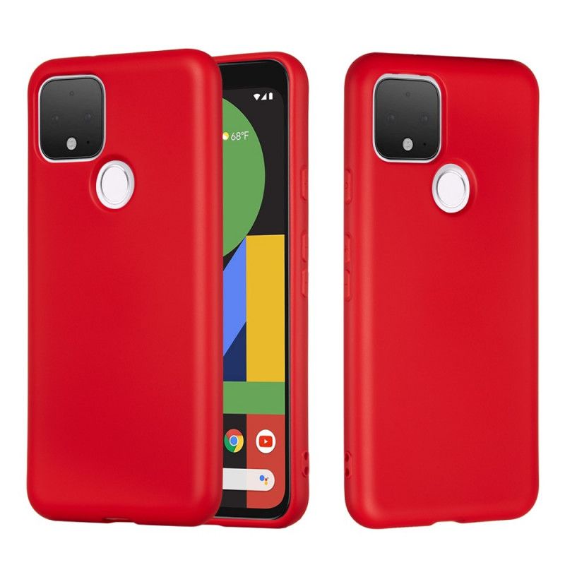 Kuori Google Pixel 4A 5G Punainen Musta Nestemäinen Silikonirakenne Hihnalla