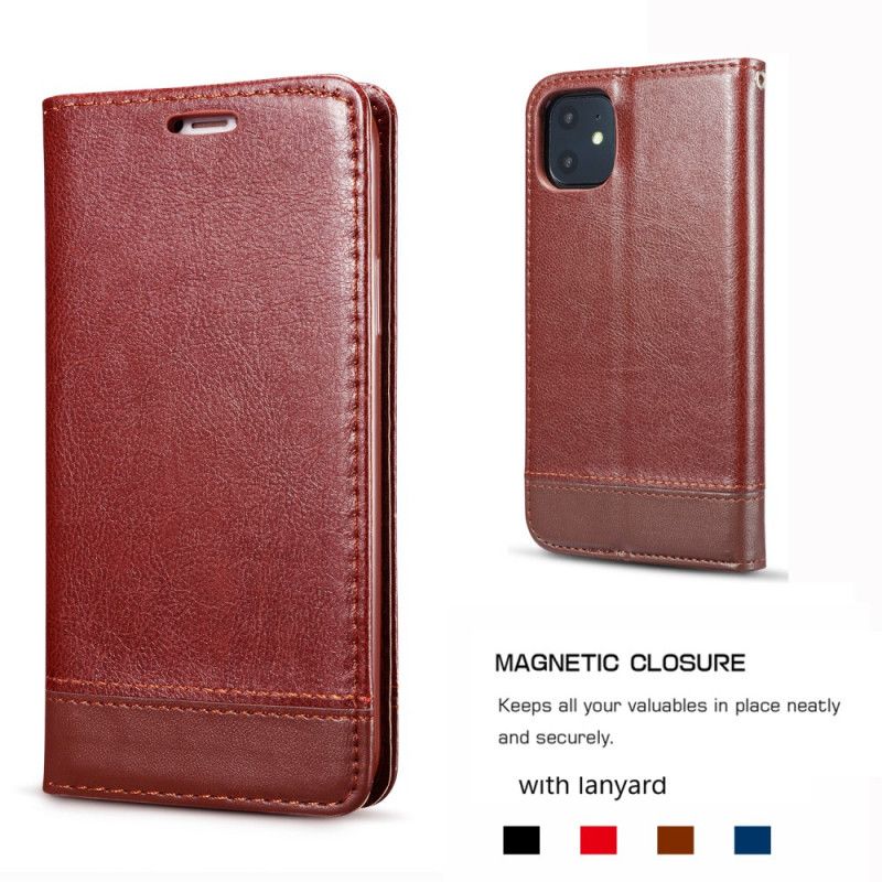 Flip Kotelot iPhone 11 Pro Punainen Musta Yksi Sauma Suojakuori