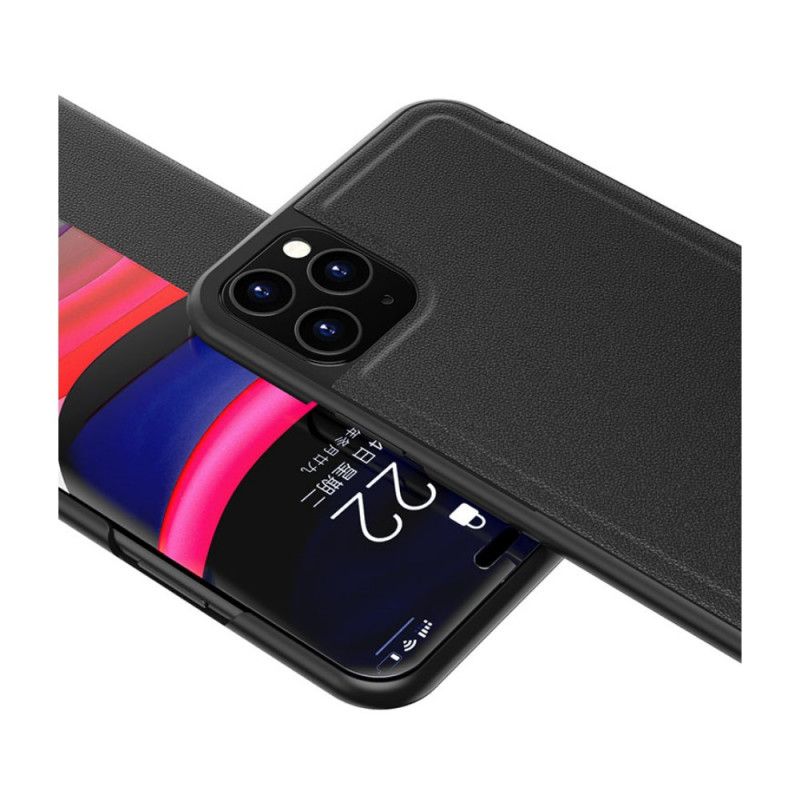 Näkymä Kansi iPhone 11 Pro Punainen Musta Kuvioitu Nahka
