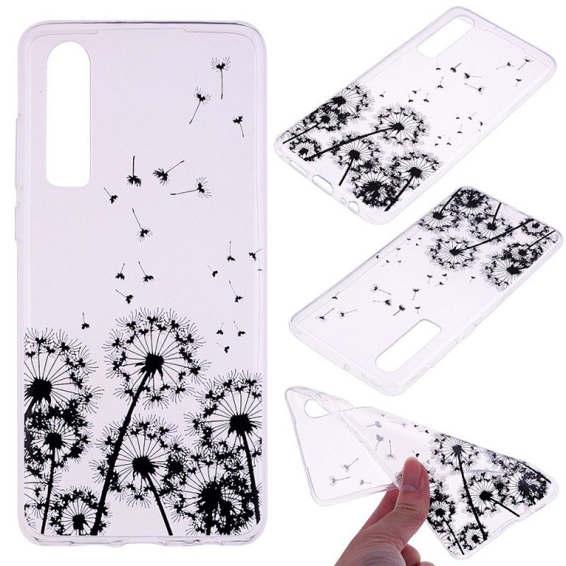 Kuori Huawei P30 Läpinäkyvät Mustat Voikukat