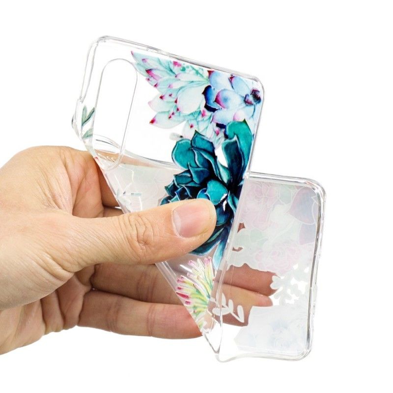 Kuori Huawei P30 Läpinäkyvät Vesiväri Kukat Suojakuori