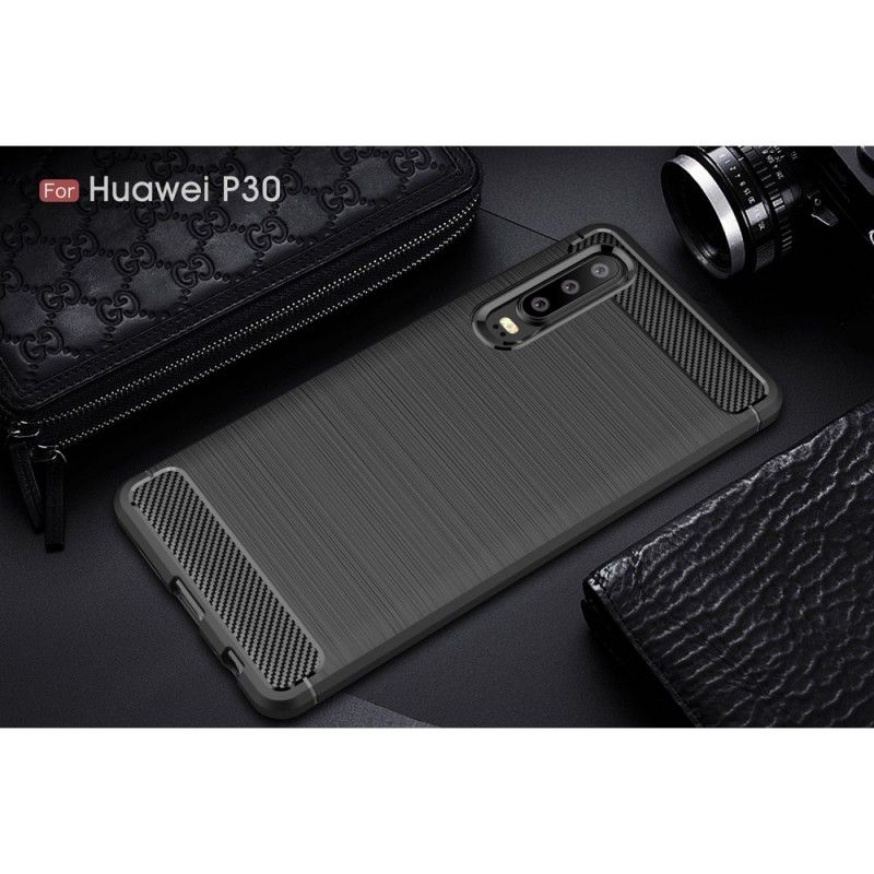 Kuori Huawei P30 Punainen Musta Harjattu Hiilikuitu